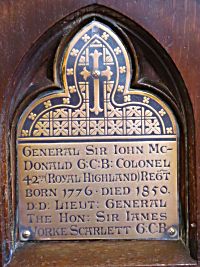 Plaque to General Sir John MacDonald G.C.B.